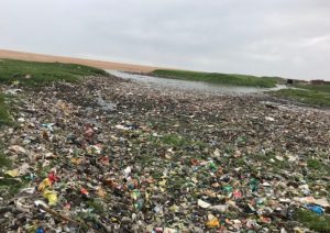 Trash scattered all over Bankimuhana shore in Puri